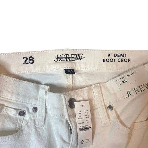 J.Crew White 9" Demi Boot Crop Jeans Size 28 NWT High Rise Raw Hem Denim - Picture 6 of 7